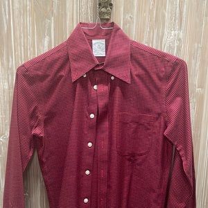 Brooks Brothers Dress Shirt, XS, Red & Navy, Long Sleeve